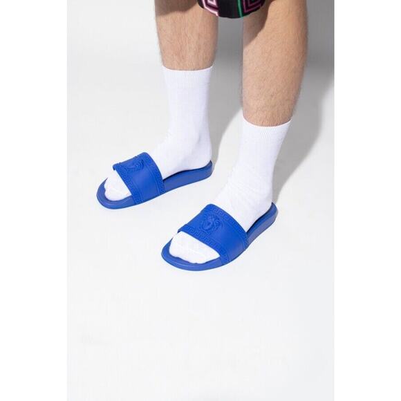 NIB Versace Gomma Pool Slide Sandals Size 45 US 12 Royal Blue Medusa $425 - Picture 5 of 10